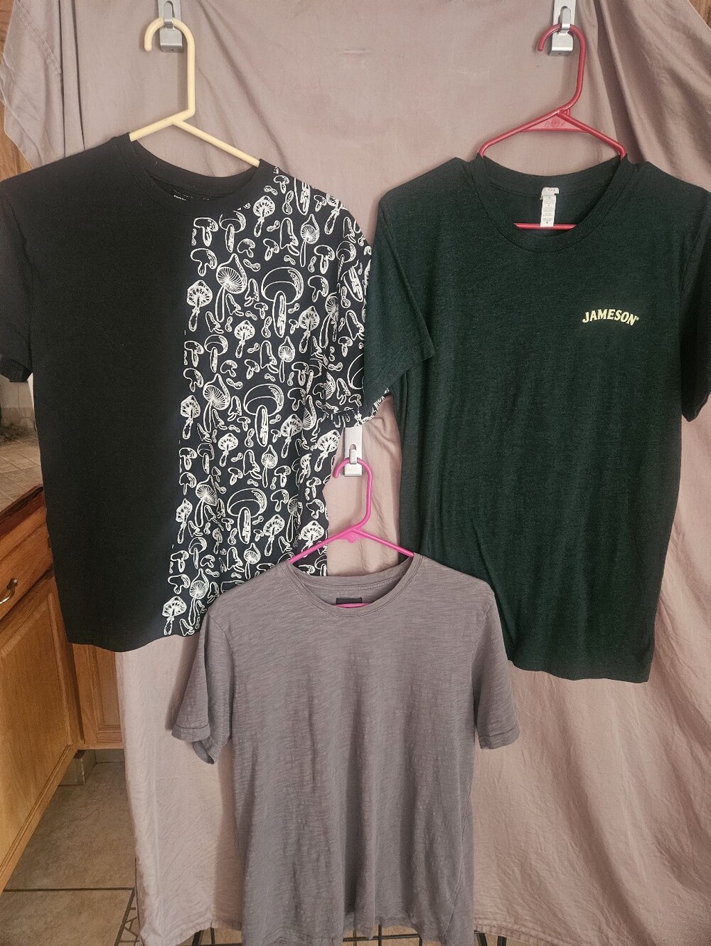 Bundle (3) 14th & UNION Grey Crew Tee, HotTopic Black Mushroom T-Shirt